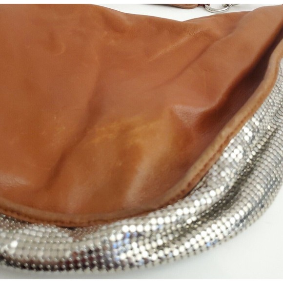 G Series by Cole Haan Saddle Leather and Silver Mirror Mesh Hobo Purse Handbag - Picture 14 of 16